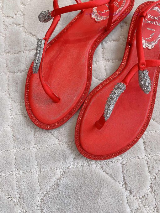 Ren * Caovell * Clamped Flat Sandals Original Mold, Diamond Buckle, Water Diamond Decorationlt9616gh - Image 7