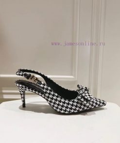 35-42 size genuine leather outsole, small square toe houndstooth fabric, single shoe sheepskhm6wjaoc