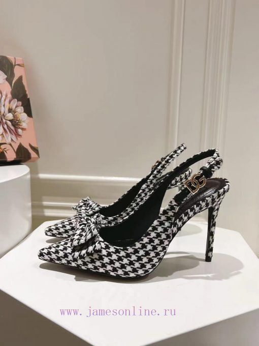 35-42 size genuine leather outsole, small square toe houndstooth fabric, single shoe sheepskumys962e - Image 3