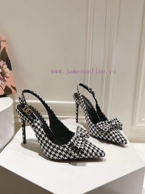 35-42 size genuine leather outsole, small square toe houndstooth fabric, single shoe sheepskumys962e - Image 4