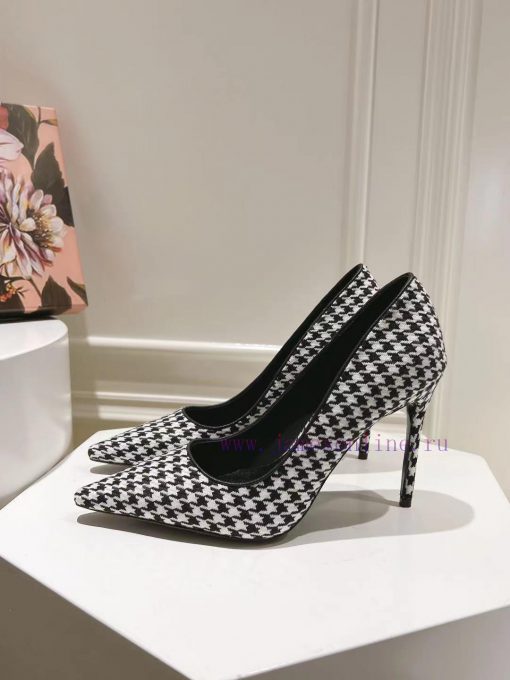 35-42 size genuine leather outsole, small square toe houndstooth fabric, single shoe sheepskjdpxvkaq - Image 3