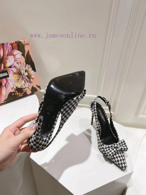 35-42 size genuine leather outsole, small square toe houndstooth fabric, single shoe sheepskumys962e - Image 9