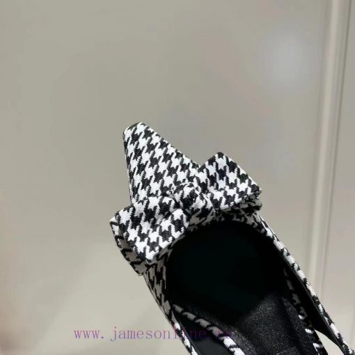 35-42 size genuine leather outsole, small square toe houndstooth fabric, single shoe sheepskumys962e - Image 10