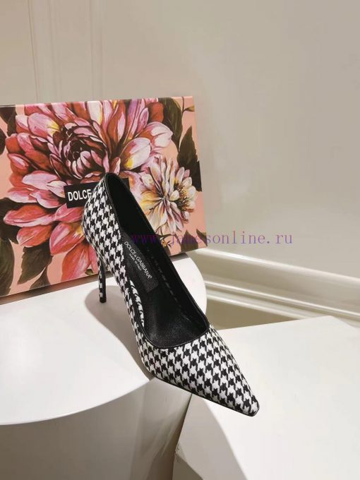 35-42 size genuine leather outsole, small square toe houndstooth fabric, single shoe sheepskjdpxvkaq - Image 6