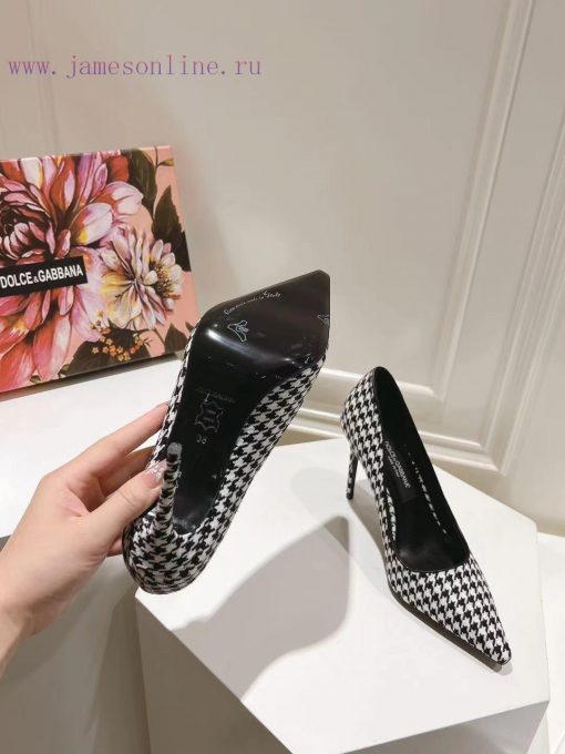 35-42 size genuine leather outsole, small square toe houndstooth fabric, single shoe sheepskjdpxvkaq - Image 9