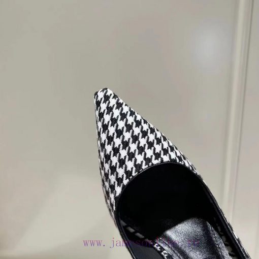 35-42 size genuine leather outsole, small square toe houndstooth fabric, single shoe sheepskjdpxvkaq - Image 10