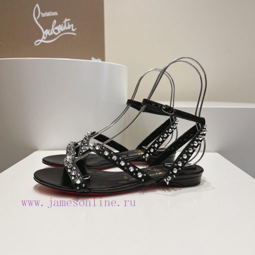 Christian Louboutin CL diagonal strap rivet flat sandalsFull original one-to-one mold custom5dgu2tdr - Image 3