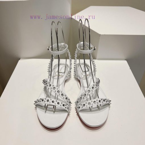 Christian Louboutin CL diagonal strap rivet flat sandalsFull original one-to-one mold customfbdtuzi7 - Image 2