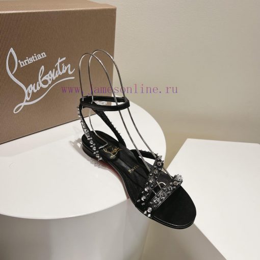 Christian Louboutin CL diagonal strap rivet flat sandalsFull original one-to-one mold custom5dgu2tdr - Image 6