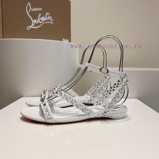 Christian Louboutin CL diagonal strap rivet flat sandalsFull original one-to-one mold customfbdtuzi7 - Image 3
