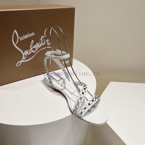 Christian Louboutin CL diagonal strap rivet flat sandalsFull original one-to-one mold customfbdtuzi7 - Image 6