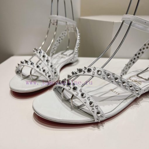 Christian Louboutin CL diagonal strap rivet flat sandalsFull original one-to-one mold customfbdtuzi7 - Image 8