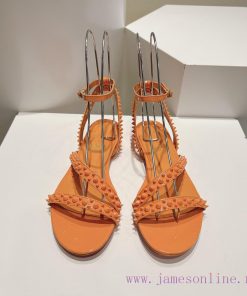 Christian Louboutin CL diagonal strap rivet flat sandalsFull original one-to-one mold customksnb9d19