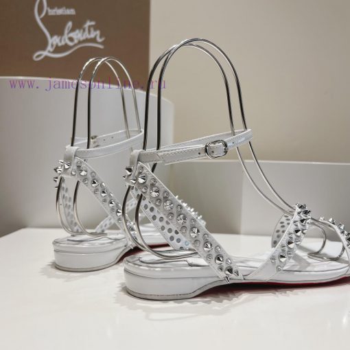 Christian Louboutin CL diagonal strap rivet flat sandalsFull original one-to-one mold customfbdtuzi7 - Image 9