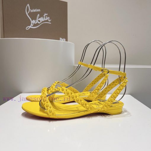 Christian Louboutin CL diagonal strap rivet flat sandalsFull original one-to-one mold custom1sh3xm5y - Image 3