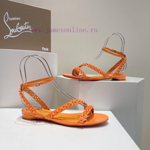 Christian Louboutin CL diagonal strap rivet flat sandalsFull original one-to-one mold customksnb9d19 - Image 7