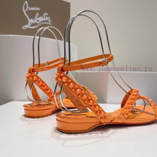 Christian Louboutin CL diagonal strap rivet flat sandalsFull original one-to-one mold customksnb9d19 - Image 9