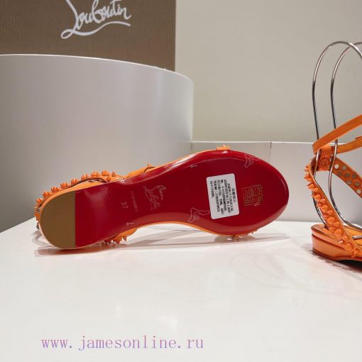 Christian Louboutin CL diagonal strap rivet flat sandalsFull original one-to-one mold customksnb9d19 - Image 10