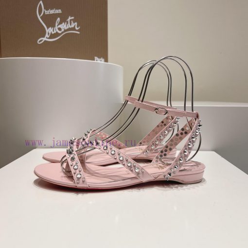 Christian Louboutin CL diagonal strap rivet flat sandalsFull original one-to-one mold custom4ca0n9np - Image 3