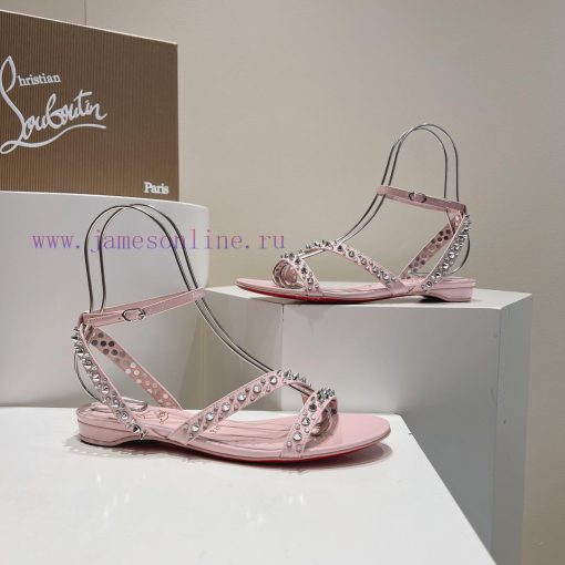 Christian Louboutin CL diagonal strap rivet flat sandalsFull original one-to-one mold custom4ca0n9np - Image 7