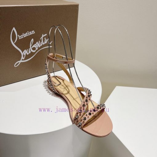 Christian Louboutin CL diagonal strap rivet flat sandalsFull original one-to-one mold customxepqowya - Image 6