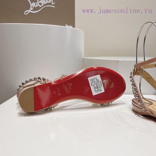 Christian Louboutin CL diagonal strap rivet flat sandalsFull original one-to-one mold customxepqowya - Image 10