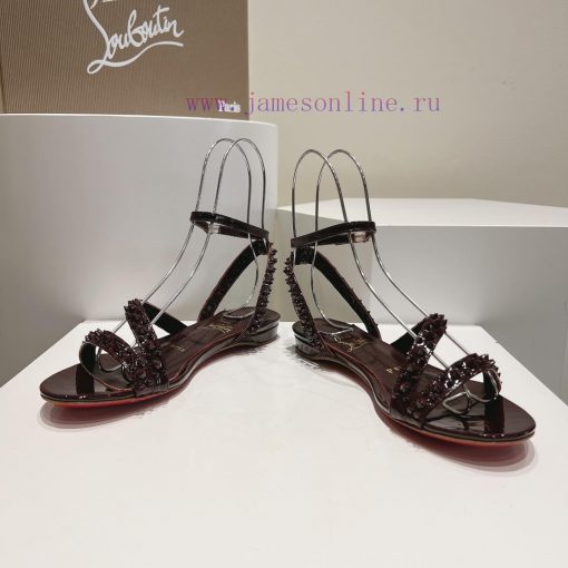 Christian Louboutin CL diagonal strap rivet flat sandalsFull original one-to-one mold customk6ifeemg - Image 5