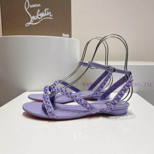 Christian Louboutin CL diagonal strap rivet flat sandalsFull original one-to-one mold customb79816xp - Image 3