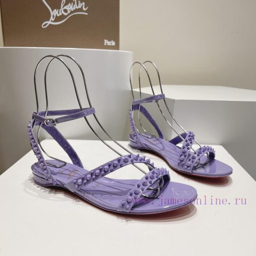 Christian Louboutin CL diagonal strap rivet flat sandalsFull original one-to-one mold customb79816xp - Image 4