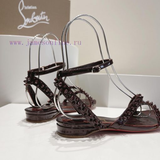 Christian Louboutin CL diagonal strap rivet flat sandalsFull original one-to-one mold customk6ifeemg - Image 9
