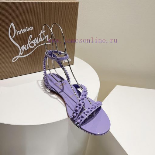 Christian Louboutin CL diagonal strap rivet flat sandalsFull original one-to-one mold customb79816xp - Image 6