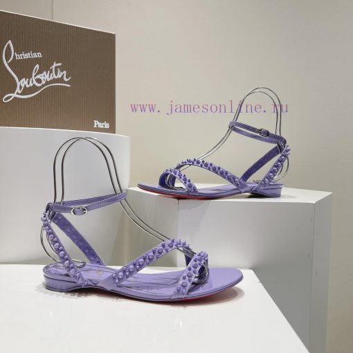 Christian Louboutin CL diagonal strap rivet flat sandalsFull original one-to-one mold customb79816xp - Image 7