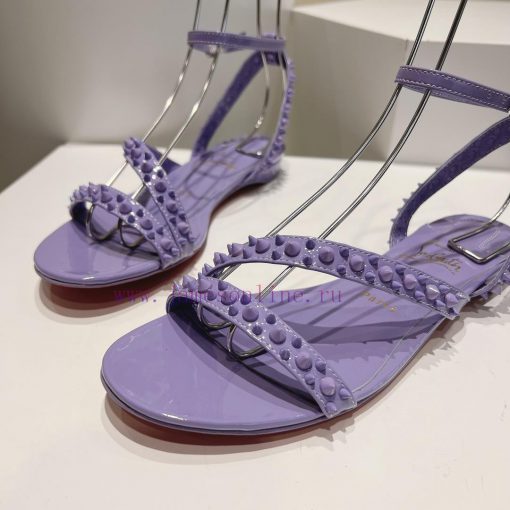 Christian Louboutin CL diagonal strap rivet flat sandalsFull original one-to-one mold customb79816xp - Image 8