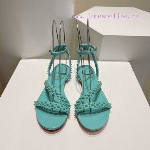 Christian Louboutin CL diagonal strap rivet flat sandalsFull original one-to-one mold customkl3o3eja - Image 2