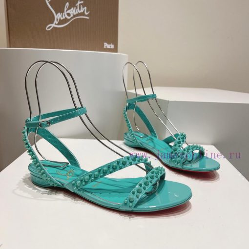 Christian Louboutin CL diagonal strap rivet flat sandalsFull original one-to-one mold customkl3o3eja - Image 4