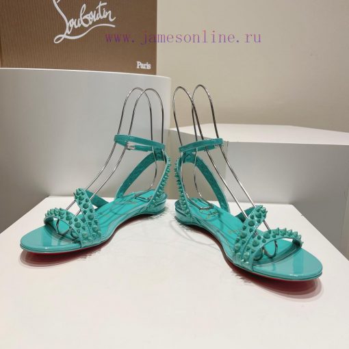 Christian Louboutin CL diagonal strap rivet flat sandalsFull original one-to-one mold customkl3o3eja - Image 5