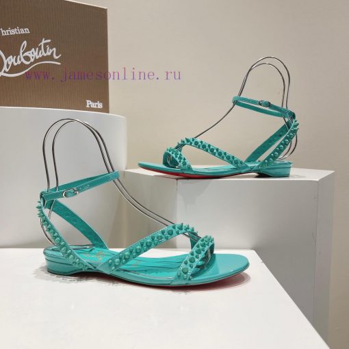 Christian Louboutin CL diagonal strap rivet flat sandalsFull original one-to-one mold customkl3o3eja - Image 7