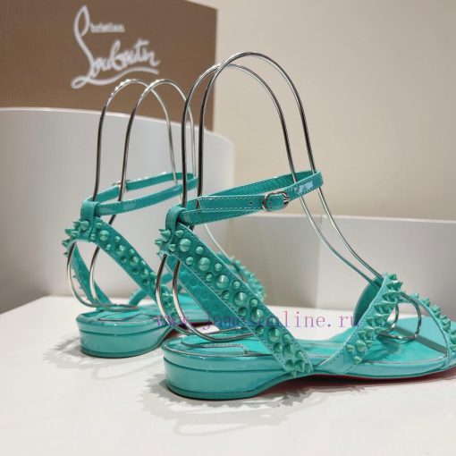Christian Louboutin CL diagonal strap rivet flat sandalsFull original one-to-one mold customkl3o3eja - Image 9