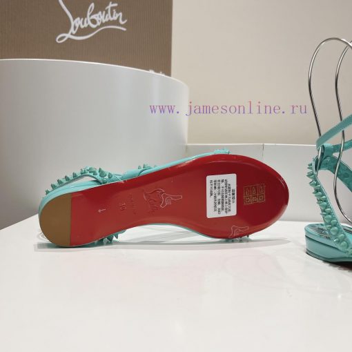 Christian Louboutin CL diagonal strap rivet flat sandalsFull original one-to-one mold customkl3o3eja - Image 10