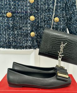 Ferragamo/Ferragamo 24AW Early SpringSquare headed butterfly buckle shoes ballet shoesBalletguo016ld