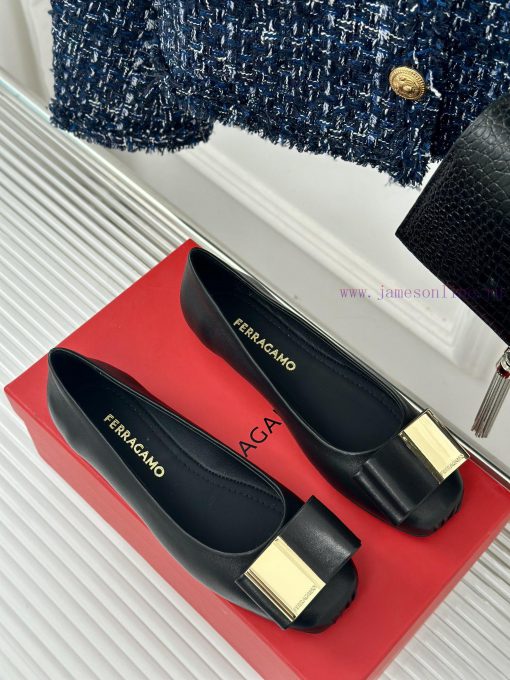 Ferragamo/Ferragamo 24AW Early SpringSquare headed butterfly buckle shoes ballet shoesBalletguo016ld - Image 4