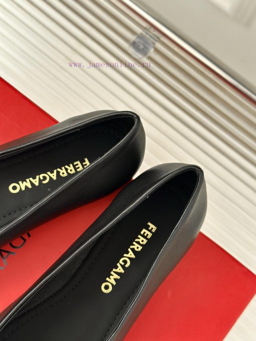 Ferragamo/Ferragamo 24AW Early SpringSquare headed butterfly buckle shoes ballet shoesBalletguo016ld - Image 9