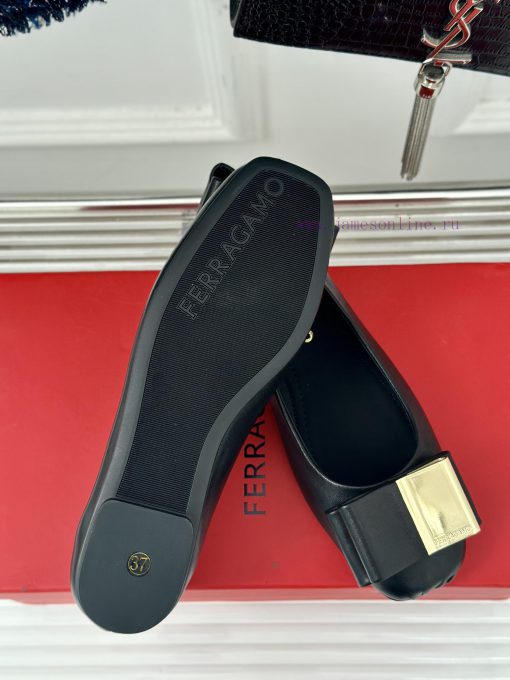 Ferragamo/Ferragamo 24AW Early SpringSquare headed butterfly buckle shoes ballet shoesBalletguo016ld - Image 10
