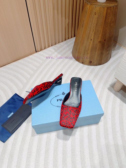 -24Fw Summer New Prada Square Head Leopard Pattern Muller Half SlippersThis leopard print M ay9nmjh1 - Image 4