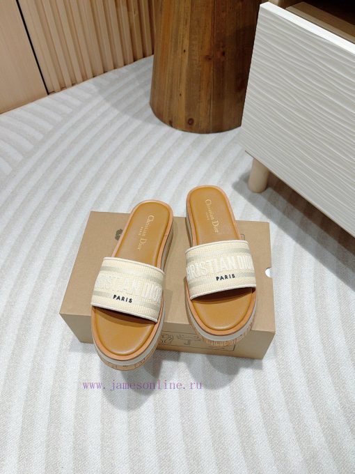 -24Ss new Dior Riviera Dway embroidered thick soled slippers in jelly colorThis Dway thick ssmbtya5n - Image 4