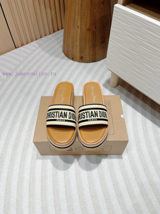 -Black stripe24Ss new Dior Riviera Dway embroidered thick soled slippers in jelly colorThis quqws0g2