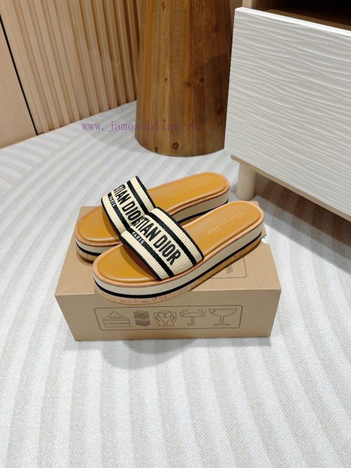 -Black stripe24Ss new Dior Riviera Dway embroidered thick soled slippers in jelly colorThis quqws0g2 - Image 3