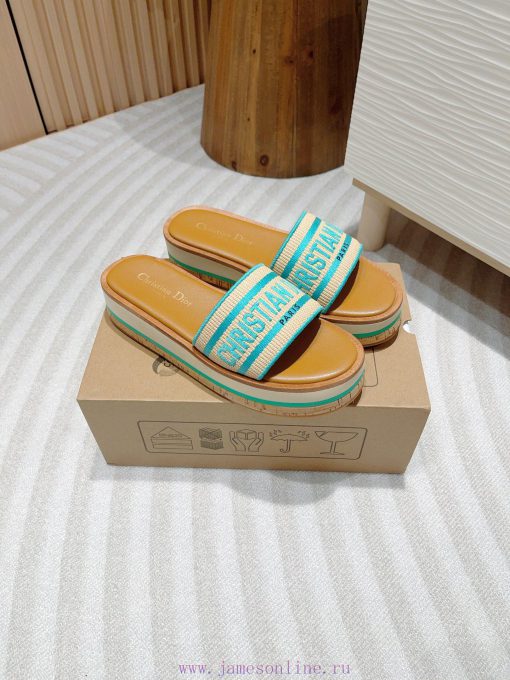 -24Ss new Dior Riviera Dway embroidered thick soled slippers in jelly colorThis Dway thick s2fd6nez5 - Image 5