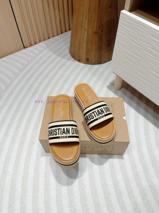 -Black stripe24Ss new Dior Riviera Dway embroidered thick soled slippers in jelly colorThis quqws0g2 - Image 4