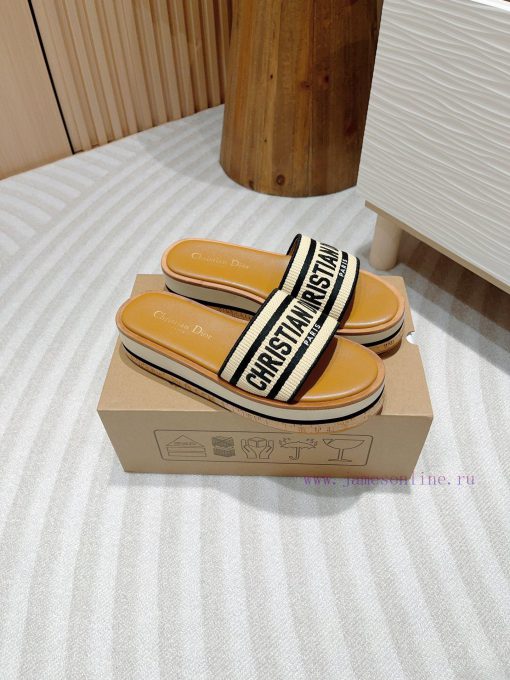 -Black stripe24Ss new Dior Riviera Dway embroidered thick soled slippers in jelly colorThis quqws0g2 - Image 5